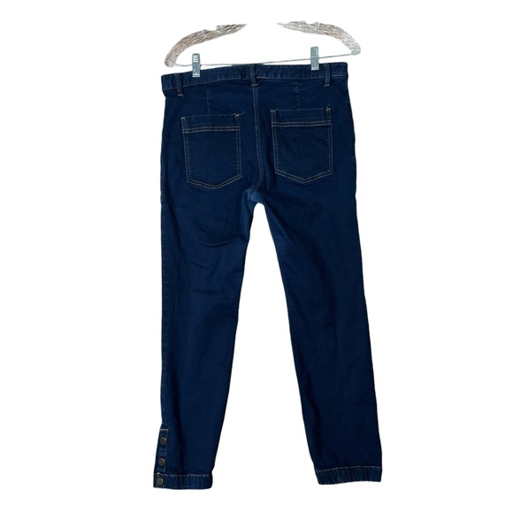 Veronica Beard Women 10 Denim Joggers Jeans Ankle Button Blue Stretch Mid Rise - Picture 2 of 11